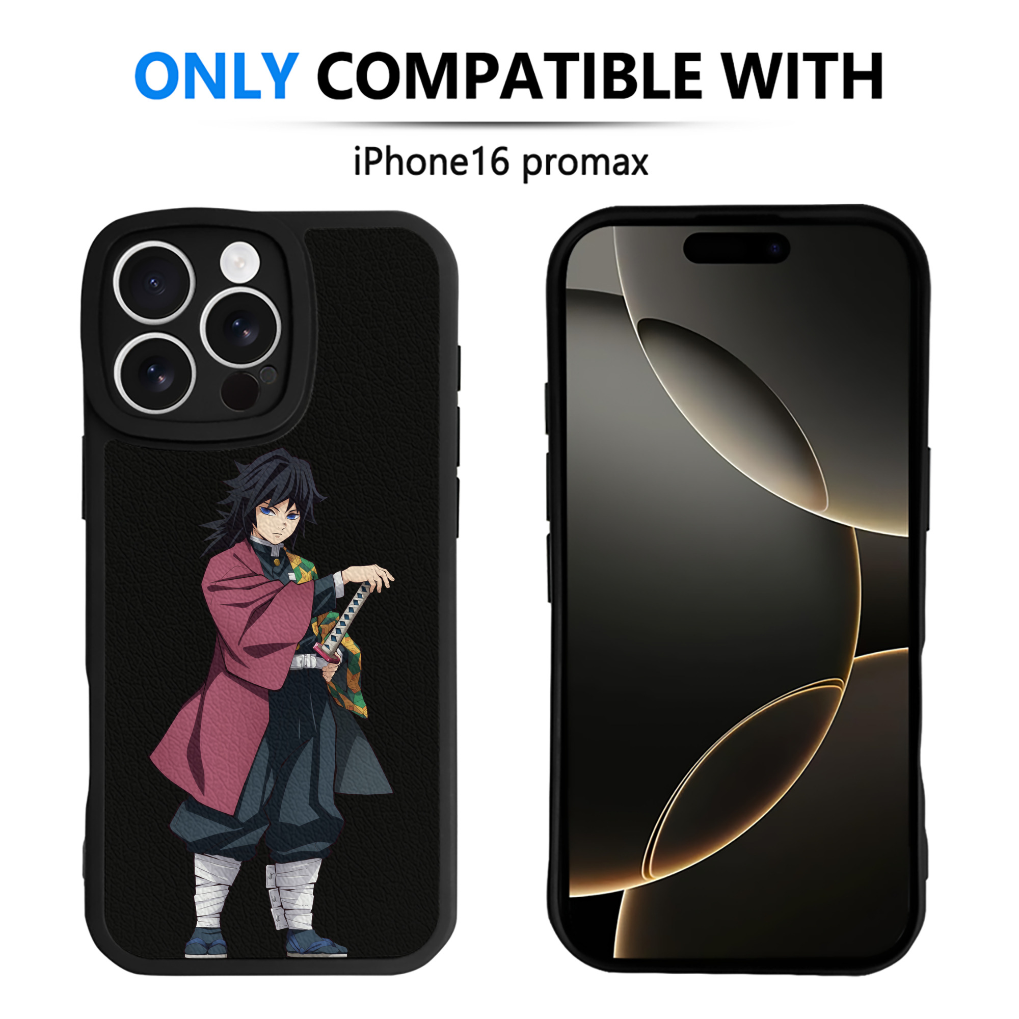 （画像用） 鬼滅の刃（きめつのやいば）水柱-冨岡 義勇／とみおか ぎゆう Tomioka Giyuu 【iPhone 16シリーズ対応】シリコンスマホケース（レザー調） 材質：シリコン